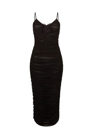 Abito midi con rose ricamate in pizzo DAVID KOMA | RE26DK10DABLACK